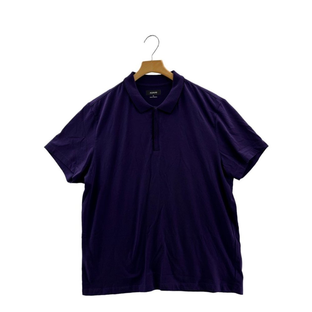 Alfani Mens Casual Polo Shirt Purple Short Sleeve 1/4 Zipper Collar XL - Picture 1 of 6